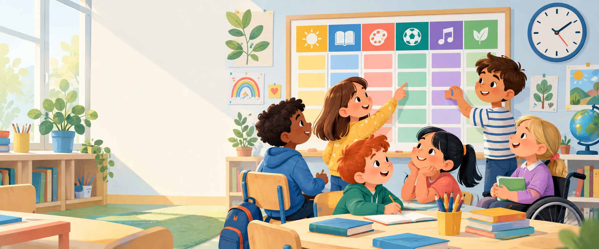 Alumnat de l’escola consultant els horaris de classe
